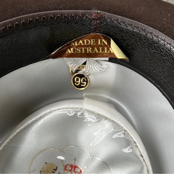 Akubra Brown Fur Felt Silver Heart Band Outback Snowy River Cattleman Hat 56 cm - Picture 12 of 16